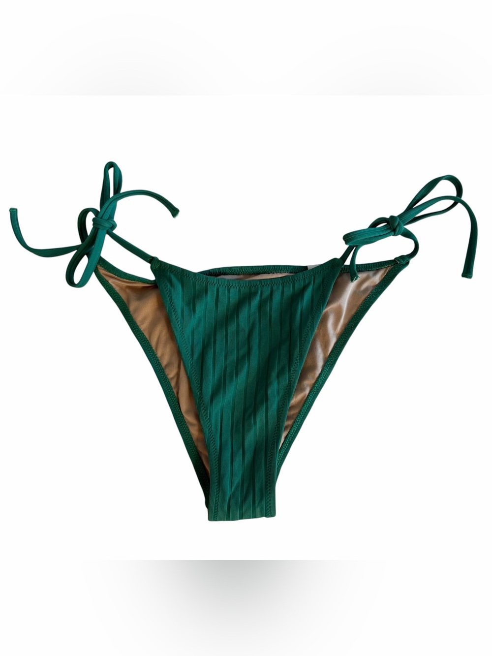 Green Tie-Side Ribbed Shade and Shore Bikini Bottom size S